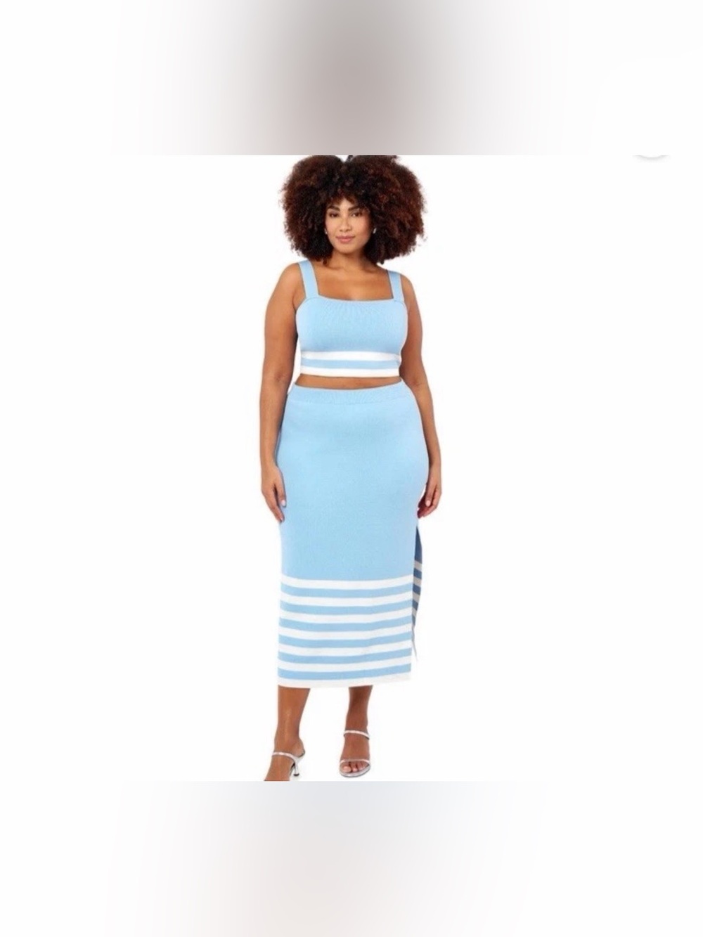 edited by Remi Bader Knit Light Blue Women's Midi Skirt, Size XL NEW